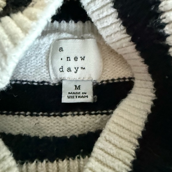 a new day Black and White Striped Turtleneck Sweater - Picture 4 of 7